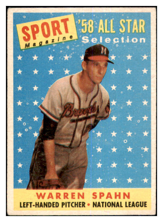 1958 Topps Baseball #494 Warren Spahn A.S. Braves VG 464228