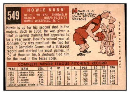 1959 Topps Baseball #549 Howie Nunn Cardinals EX 464283