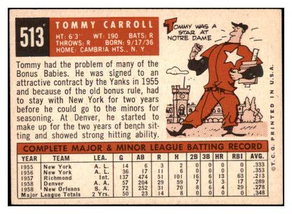 1959 Topps Baseball #513 Tommy Carroll A's NR-MT 464294