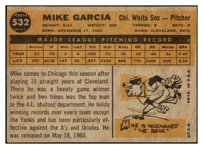 1960 Topps Baseball #532 Mike Garcia White Sox VG-EX 464343