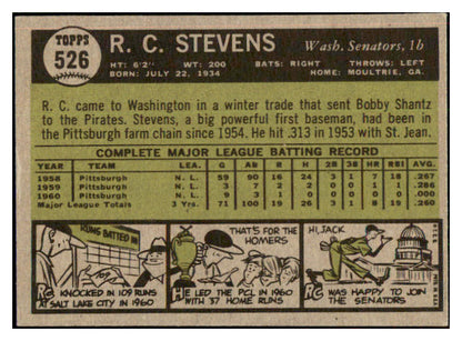 1961 Topps Baseball #526 R.C. Stevens Senators NR-MT 464393