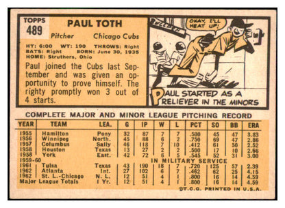 1963 Topps Baseball #489 Paul Toth Cubs EX-MT 464638