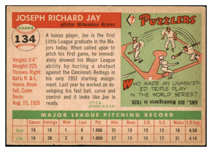 1955 Topps Baseball #134 Joe Jay Braves EX-MT 465317