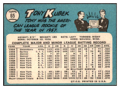 1965 Topps Baseball #065 Tony Kubek Yankees EX 467352
