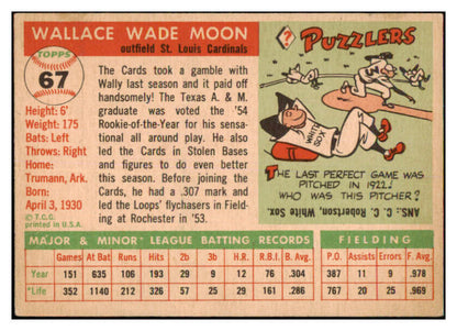 1955 Topps Baseball #067 Wally Moon Cardinals VG-EX 467549