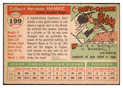 1955 Topps Baseball #199 Bert Hamric Dodgers VG 467670
