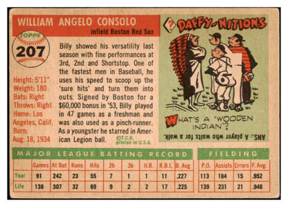 1955 Topps Baseball #207 Billy Consolo Red Sox VG 467672