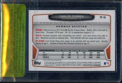 2013 Bowman Chrome #TP-10 Carlos Correa Astros Beckett Review 9.5 467899