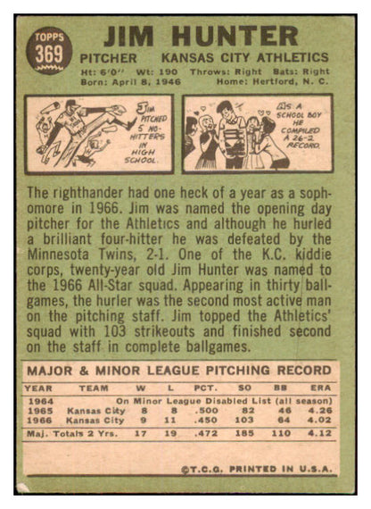 1967 Topps Baseball #369 Catfish Hunter A's GD-VG 467984