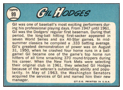 1965 Topps Baseball #099 Gil Hodges Senators EX-MT 468604