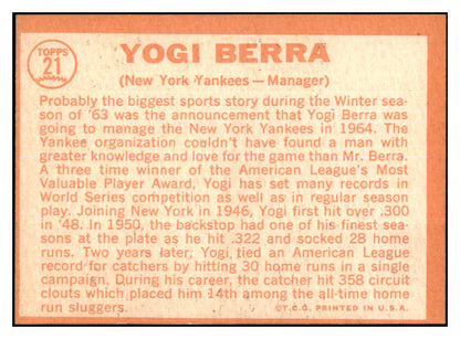 1964 Topps Baseball #021 Yogi Berra Yankees EX-MT oc 468978