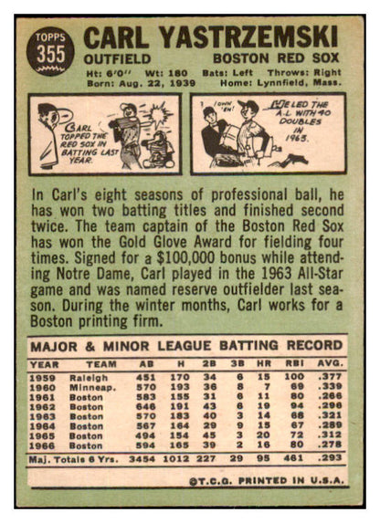 1967 Topps Baseball #355 Carl Yastrzemski Red Sox EX 469821