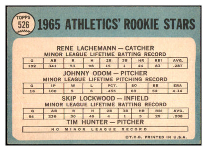 1965 Topps Baseball #526 Catfish Hunter A's EX 470155