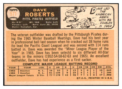 1966 Topps Baseball #571 Dave Roberts Pirates NR-MT 470803