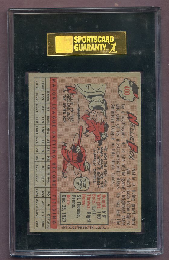1958 Topps Baseball #400 Nellie Fox White Sox SGC 5 EX 471262