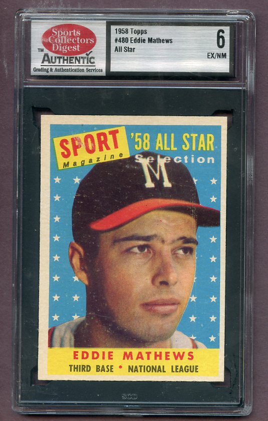 1958 Topps Baseball #480 Eddie Mathews A.S. Braves SCD 6 EX-MT 471531