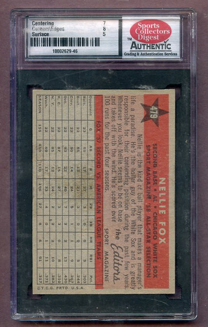 1958 Topps Baseball #479 Nellie Fox A.S. White Sox SCD 6 EX-MT 471533