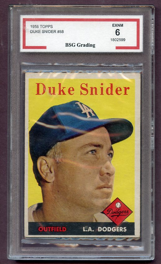 1958 Topps Baseball #088 Duke Snider Dodgers BSG 6 EX-MT 471644