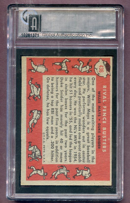 1958 Topps Baseball #436 Willie Mays Duke Snider GAI 5 EX 471752