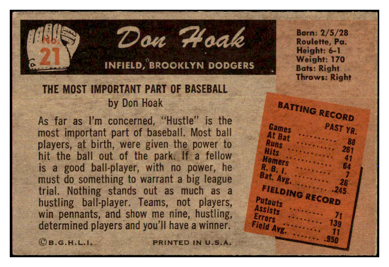 1955 Bowman Baseball #021 Don Hoak Dodgers EX-MT 472317