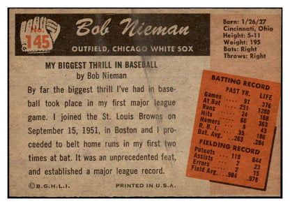 1955 Bowman Baseball #145 Bob Nieman White Sox EX-MT 472387