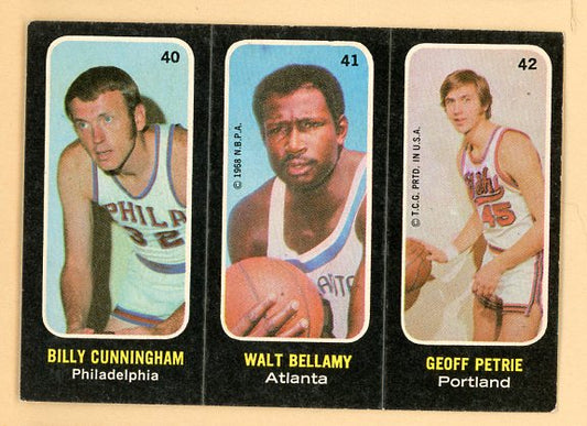 1971 Topps Basketball Trio Stickers # 40/41/42 Cunningham Bellamy Petrie EX-MT 473096