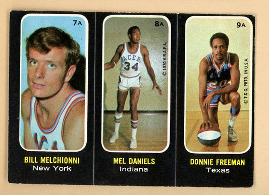 1971 Topps Basketball Trio Stickers #  7A/8A/9A Melchionni Danies Freeman EX 473097