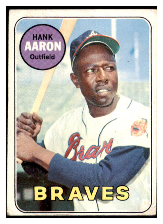 1969 Topps Baseball #100 Hank Aaron Braves VG 473526 Kit Young Cards