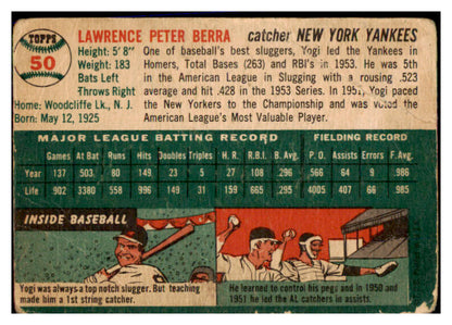 1954 Topps Baseball #050 Yogi Berra Yankees Fair 473670 Kit Young Cards