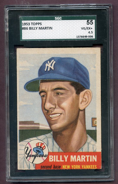 1953 Topps Baseball #086 Billy Martin Yankees SGC 4.5 VG-EX+ 474000