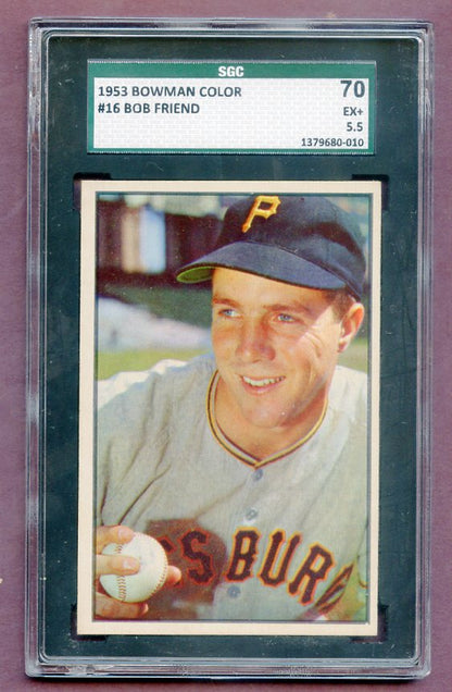 1953 Bowman Color Baseball #016 Bob Friend Pirates SGC 5.5 EX+ 474190
