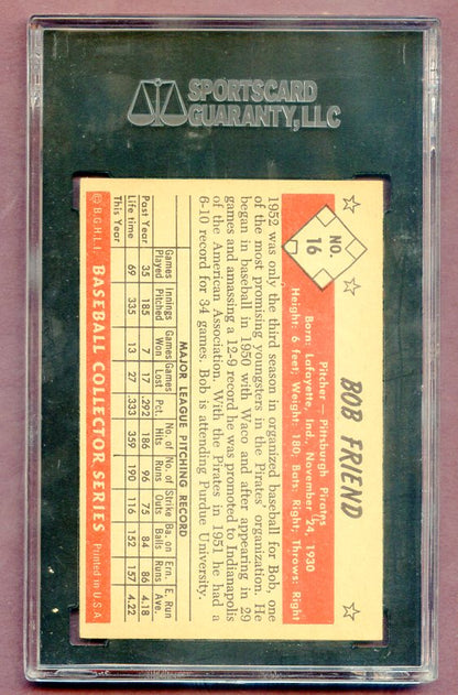 1953 Bowman Color Baseball #016 Bob Friend Pirates SGC 5.5 EX+ 474190