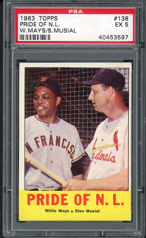 1963 Topps Baseball #138 Willie Mays Stan Musial PSA 5 EX 475096