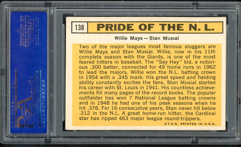 1963 Topps Baseball #138 Willie Mays Stan Musial PSA 5 EX 475096