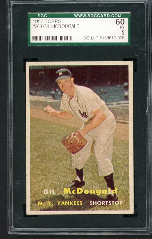 1957 Topps Baseball #200 Gil McDougald Yankees SGC 5 EX 475167