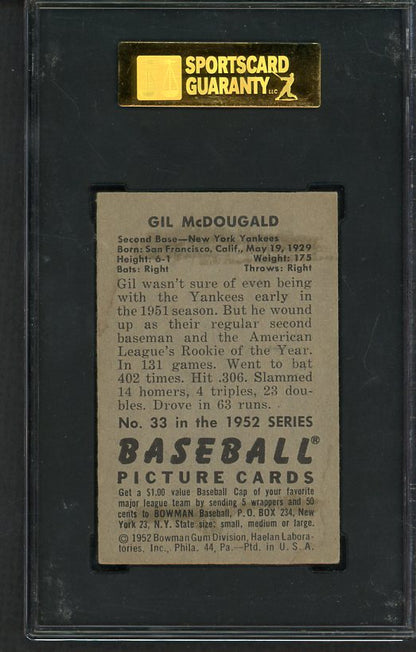1952 Bowman Baseball #033 Gil McDougald Yankees SGC 3 VG 475172