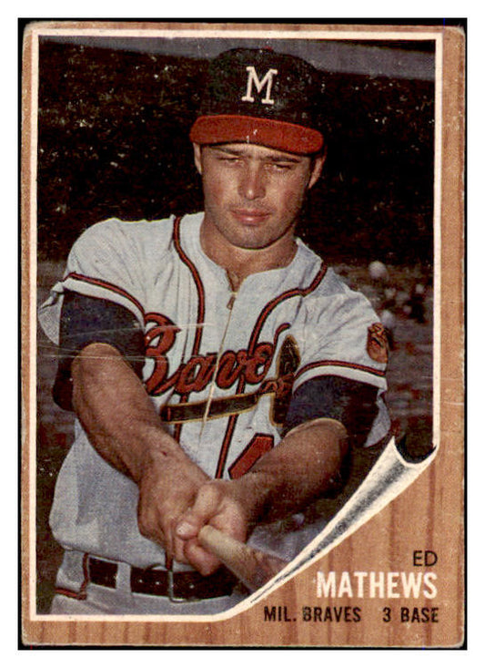 1962 Topps Baseball #030 Eddie Mathews Braves VG 475658