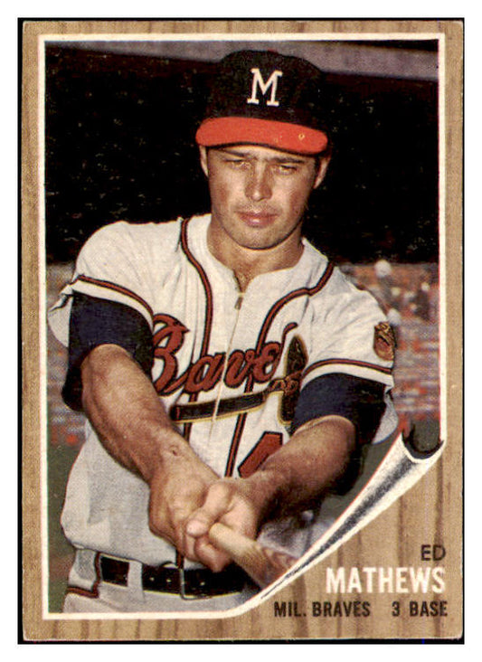 1962 Topps Baseball #030 Eddie Mathews Braves EX+/EX-MT 475659