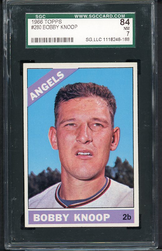 1966 Topps Baseball #280 Bobby Knoop Angels SGC 7 NM crack 475907