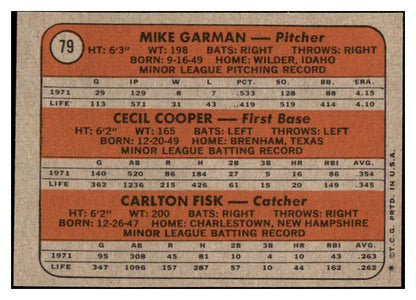 1972 Topps Baseball #079 Carlton Fisk Red Sox NR-MT 476139