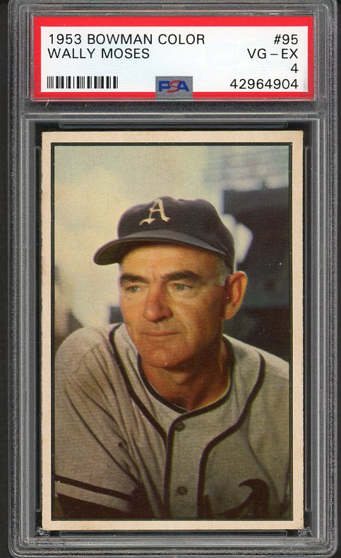 1953 Bowman Color Baseball #095 Wally Moses A's PSA 4 VG-EX 476288