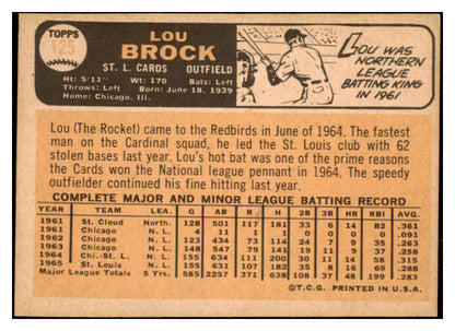 1966 Topps Baseball #125 Lou Brock Cardinals EX 476385