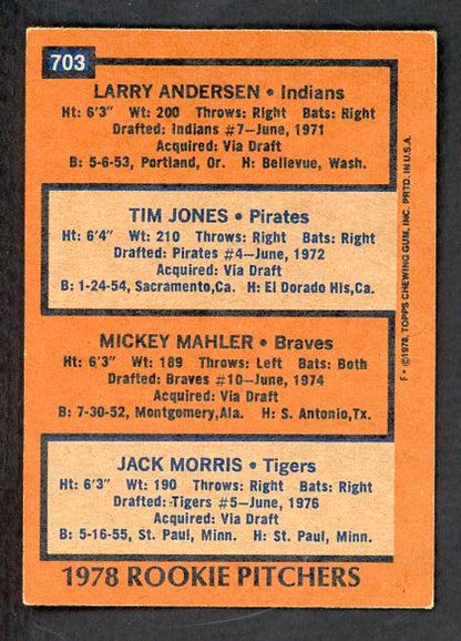 1978 Topps Baseball #703 Jack Morris Tigers EX-MT 476861