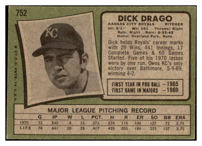 1971 Topps Baseball #752 Dick Drago Royals VG-EX 477059