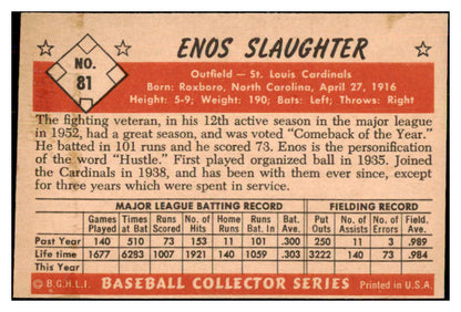 1953 Bowman Color Baseball #081 Enos Slaughter Cardinals EX-MT 477261