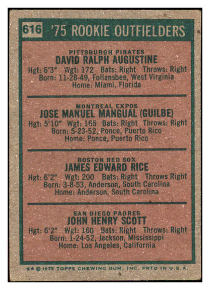 1975 Topps Baseball #616 Jim Rice Red Sox VG 477568