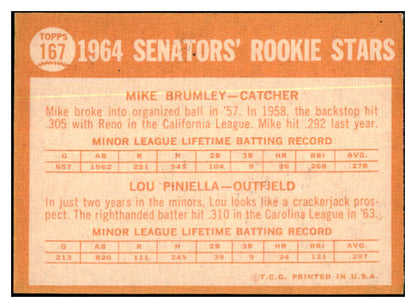 1964 Topps Baseball #167 Lou Piniella Senators VG-EX 477644