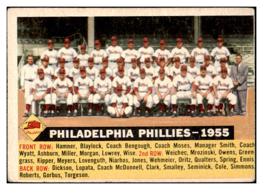 1956 Topps Baseball #072 Philadelphia Phillies Team VG Dated 477931