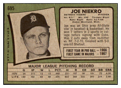 1971 Topps Baseball #695 Joe Niekro Tigers EX-MT 478029