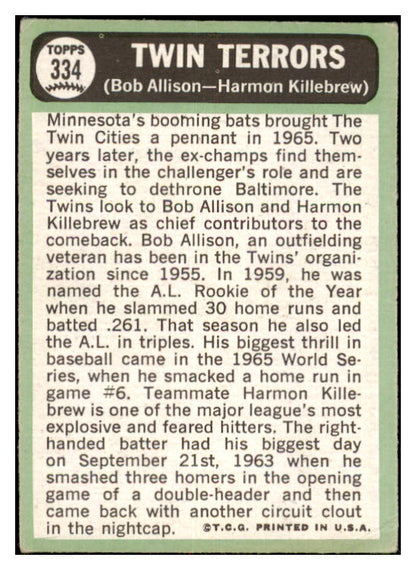 1967 Topps Baseball #334 Harmon Killebrew Bob Allison VG 479050
